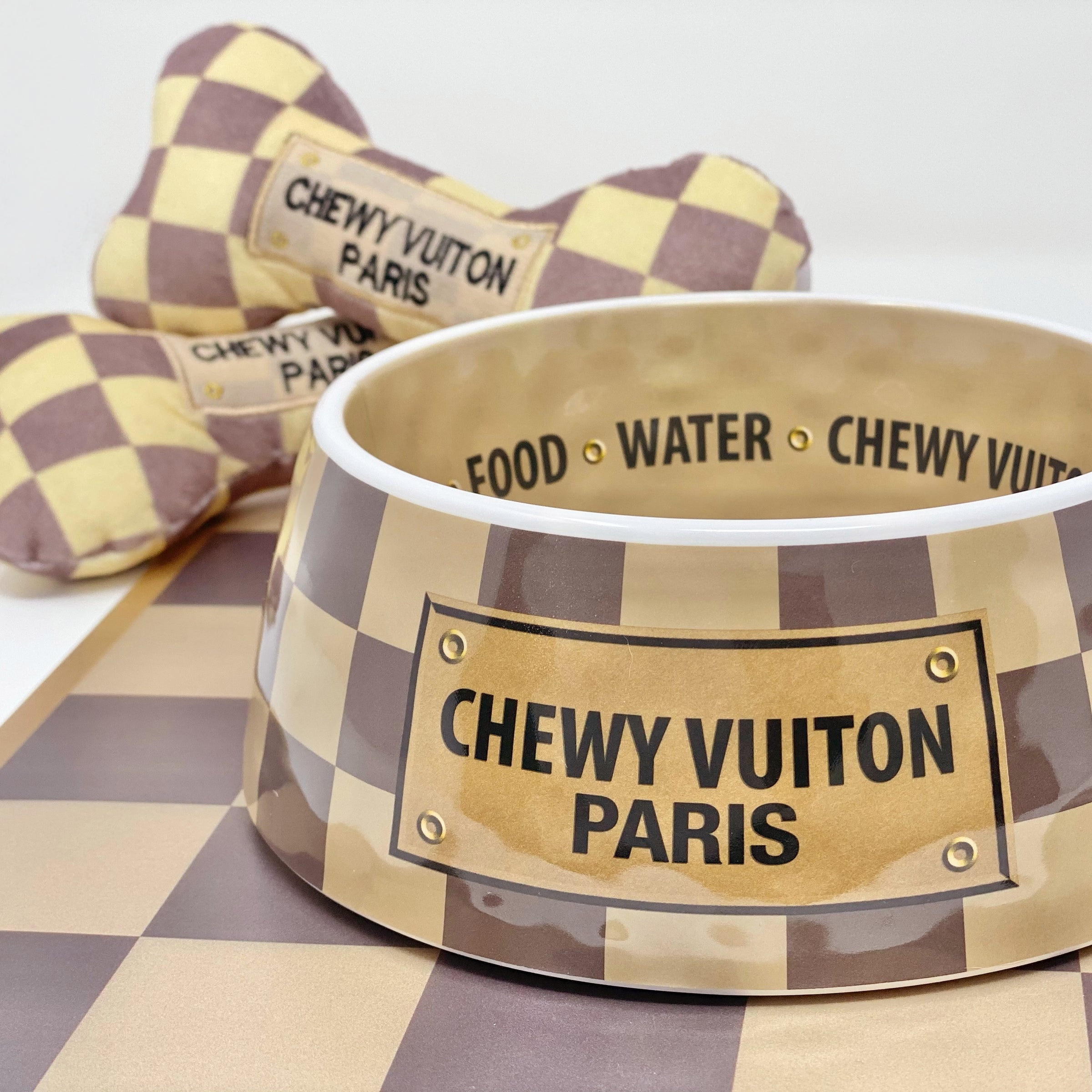 Dog, Chewy Vuitton Dog Bowl And Mat